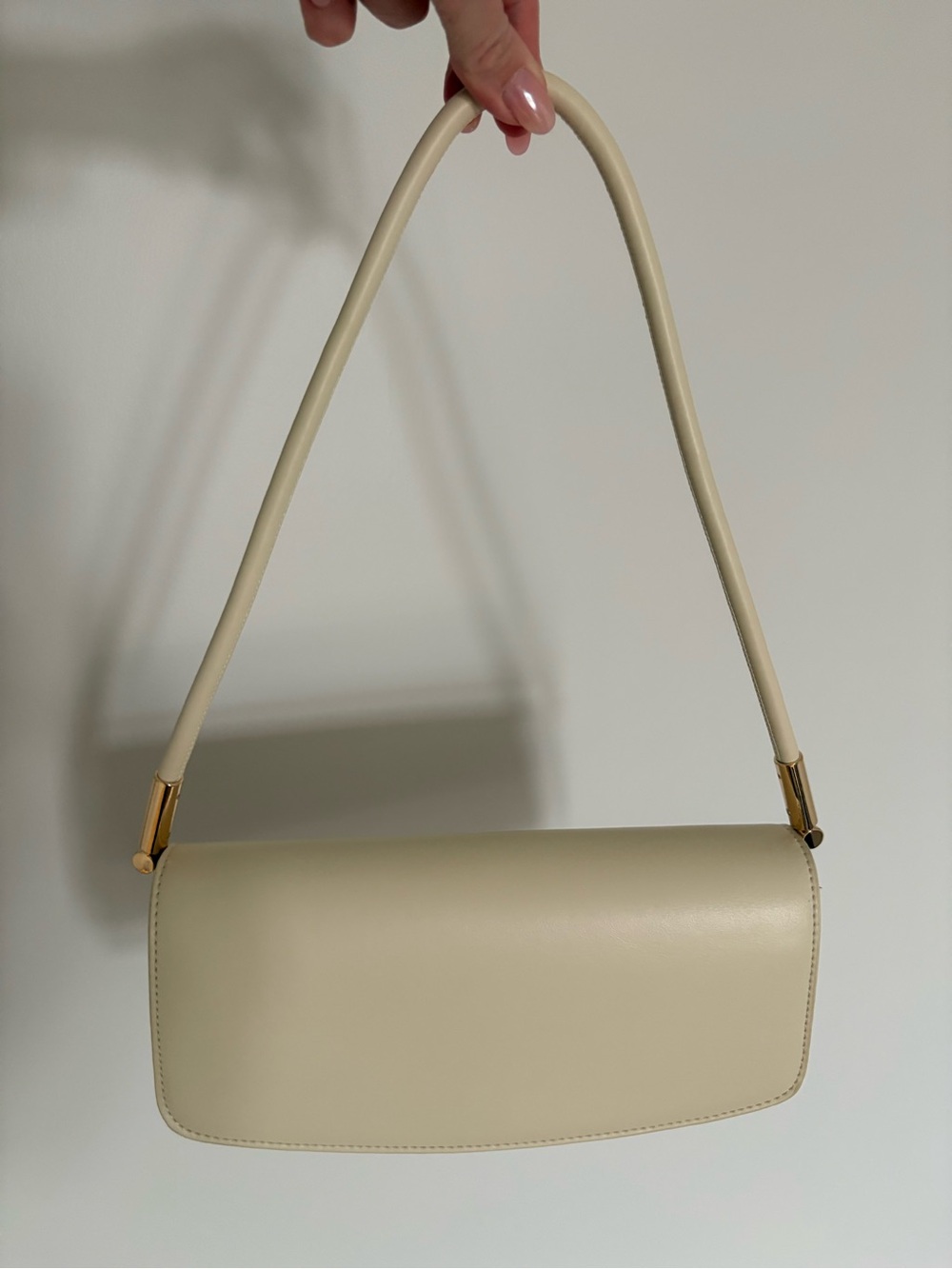 Cream Shoulder Bag with Gold Accents